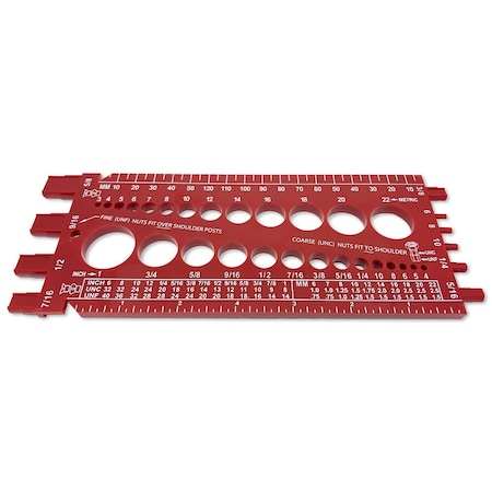 Boltsandnuts.Com Bolt Nut & Screw - Thread & Size Checker Gauge Inch & Metric Gauges-BoltNutGauge-Red